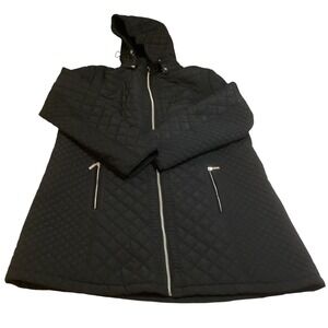 Gallery New York Womens 2X Black Quilted detachable Hooded Parka Jacket Full Zip